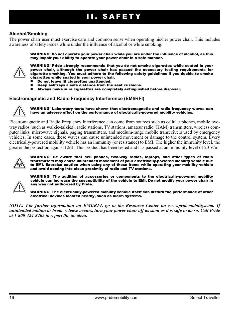 Ii. safety | Pride Mobility Jazzy Select Series User Manual | Page 16 / 39