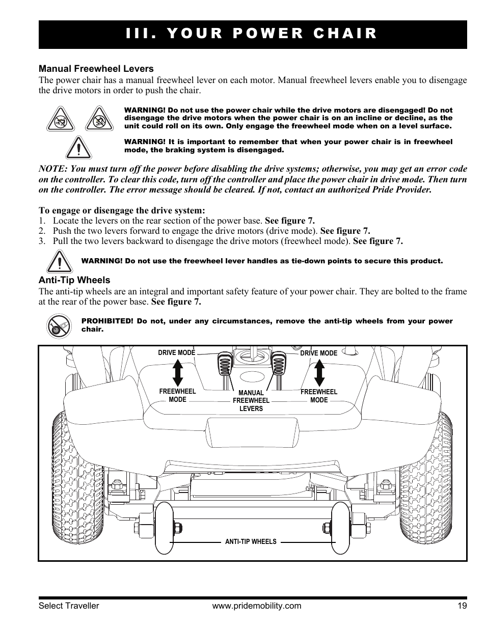 Iii. your power chair | Pride Mobility Jazzy Select Series User Manual | Page 19 / 39