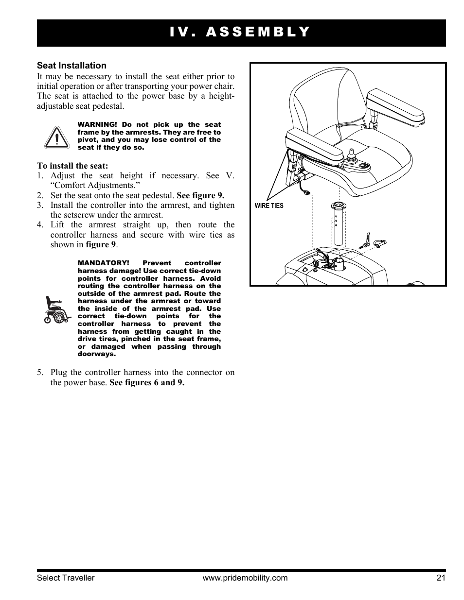 Iv. assembly | Pride Mobility Jazzy Select Series User Manual | Page 21 / 39