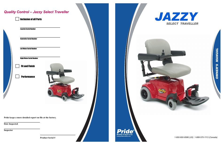Jazzy, Quality control – jazzy select traveller, Infmanu3339 | Pride Mobility Jazzy Select Series User Manual | Page 39 / 39