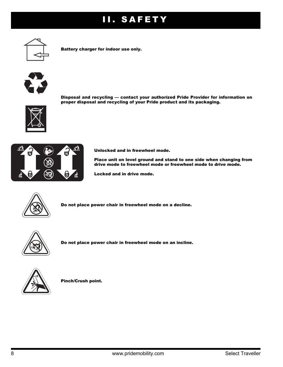 Ii. safety | Pride Mobility Jazzy Select Series User Manual | Page 8 / 39