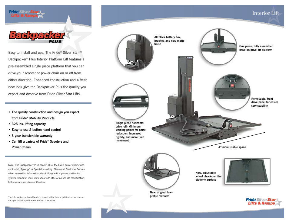 Interior lift | Pride Mobility Europa Controller none User Manual | Page 2 / 2