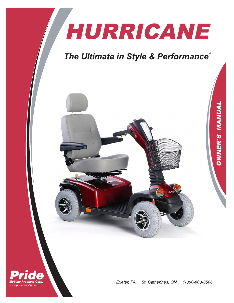 Pride Mobility Hurricane PMV User Manual | 44 pages