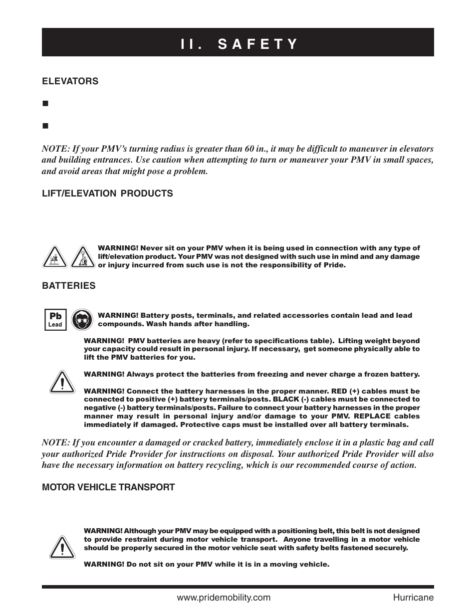Pride Mobility Hurricane PMV User Manual | Page 14 / 44