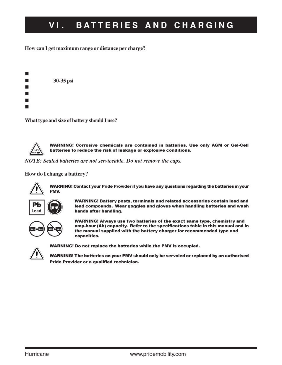 Pride Mobility Hurricane PMV User Manual | Page 27 / 44