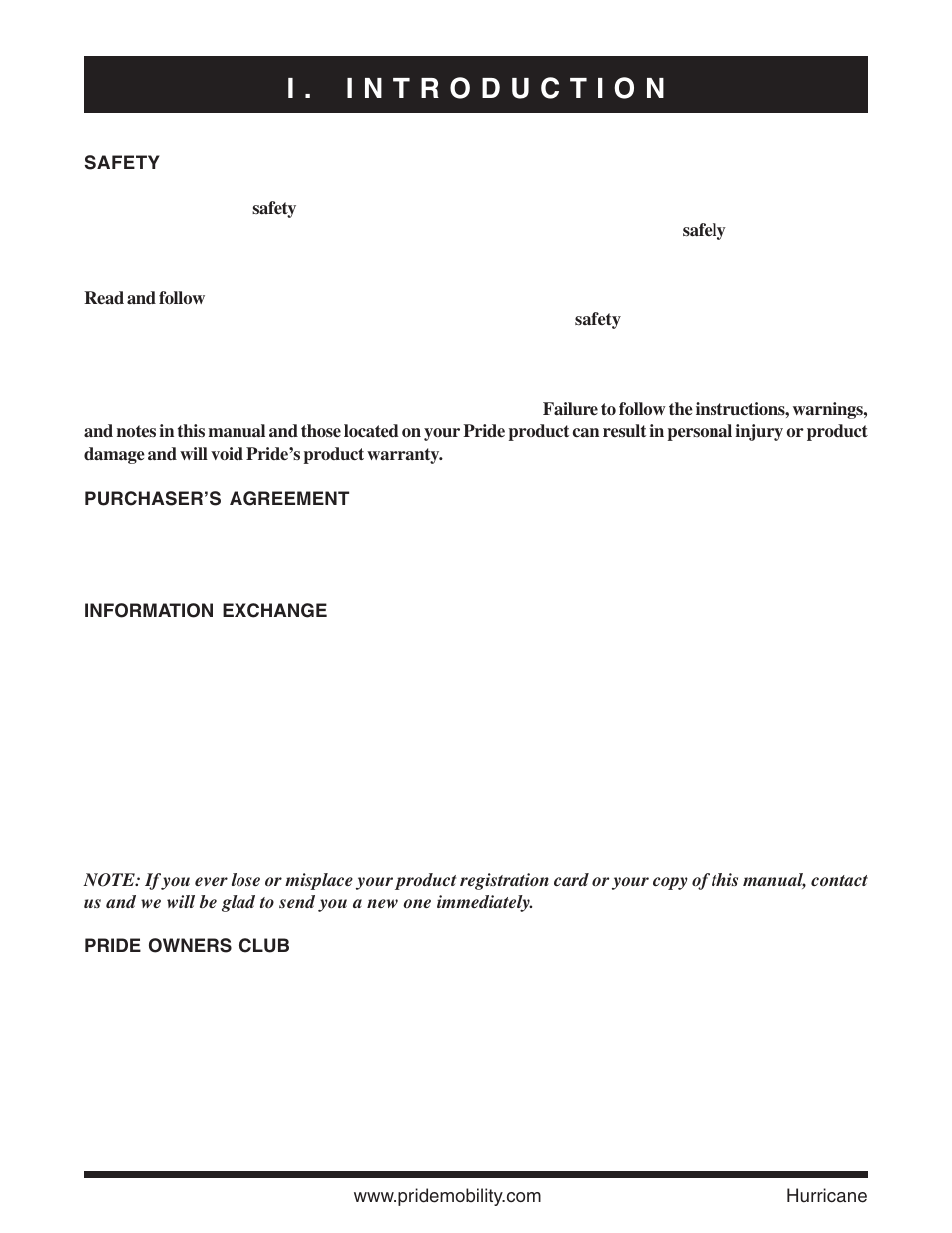 Pride Mobility Hurricane PMV User Manual | Page 4 / 44