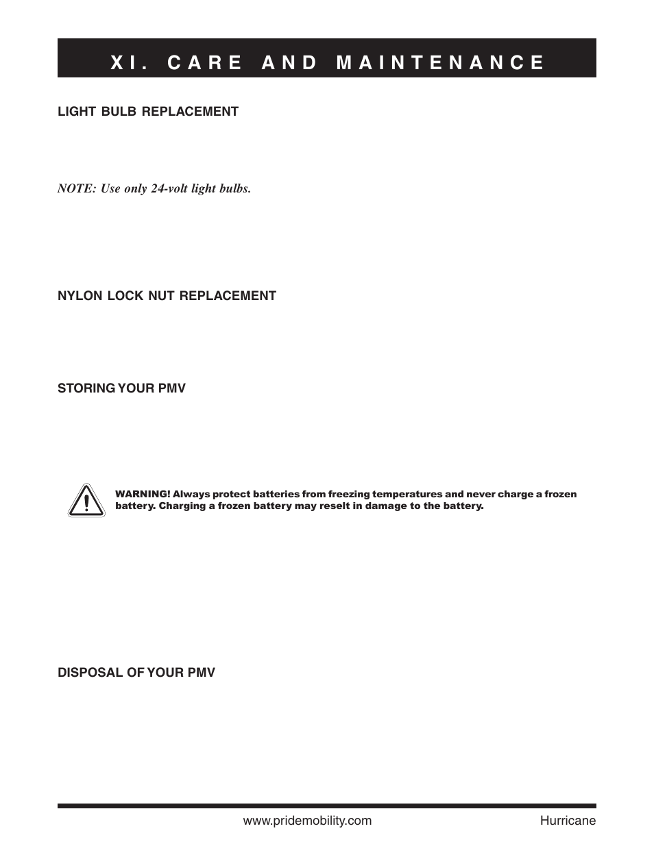 Pride Mobility Hurricane PMV User Manual | Page 40 / 44