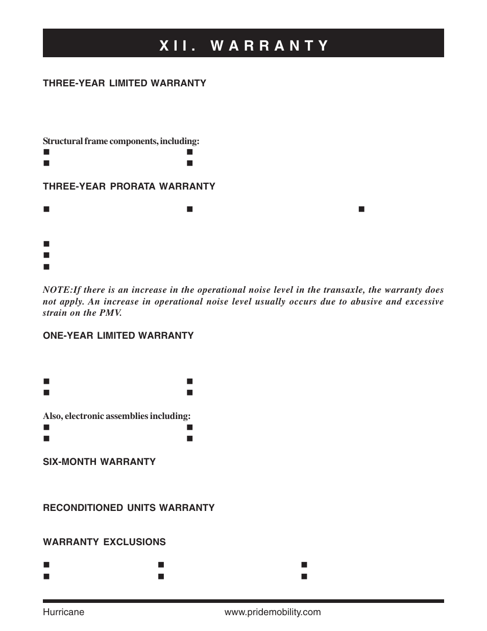 Pride Mobility Hurricane PMV User Manual | Page 41 / 44