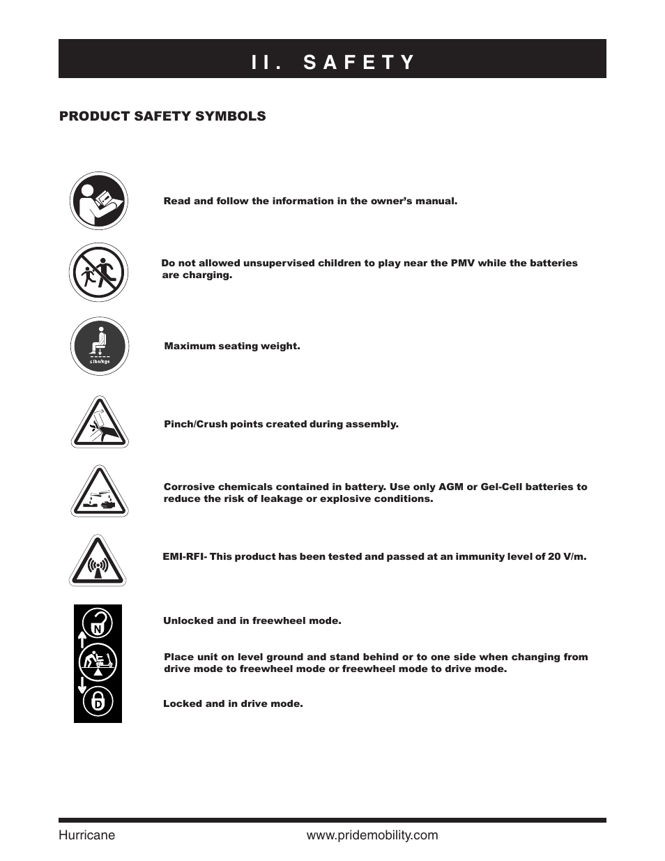 Pride Mobility Hurricane PMV User Manual | Page 5 / 44