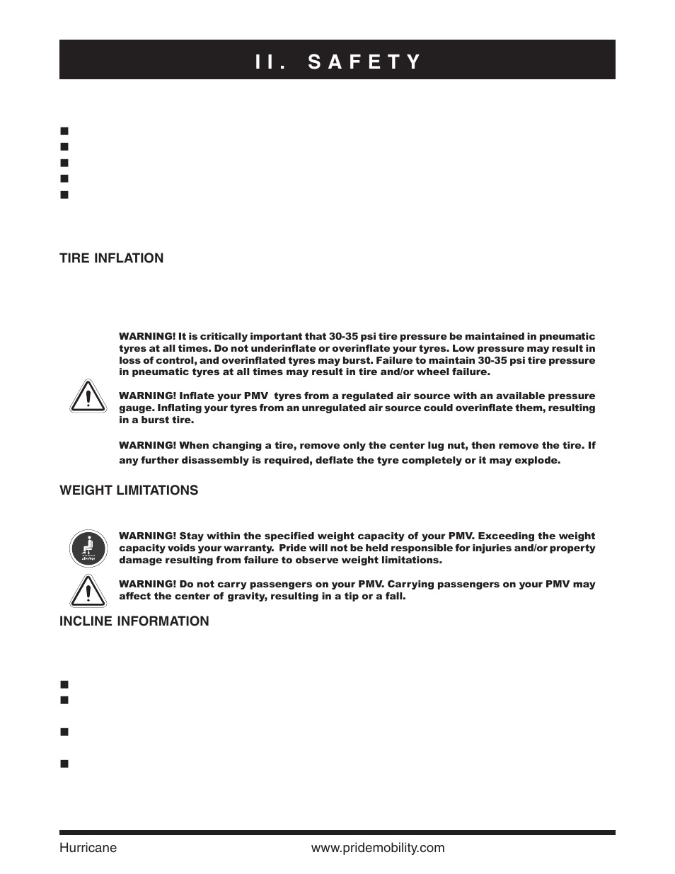 Pride Mobility Hurricane PMV User Manual | Page 9 / 44