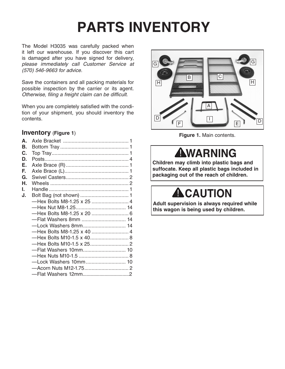 Parts inventory, Inventory | Panthers Report H3035 User Manual | Page 2 / 4