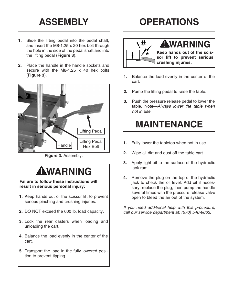 Assembly, Operations, Maintenance | Panthers Report H6240 User Manual | Page 2 / 3