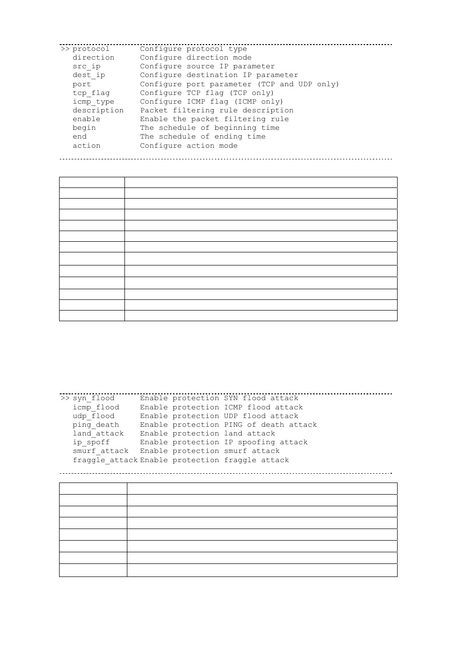 3 dos protection, Dos protection | Planet Technology G.SHDSL.bis Bridge Router GRT-504 User Manual | Page 147 / 152