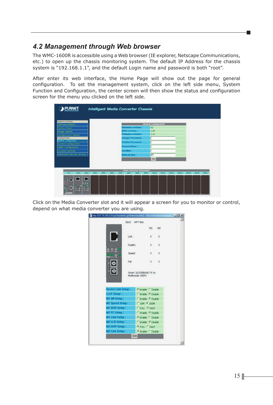 2 management through web browser | Planet Technology LCD MONITOR 170S8FS User Manual | Page 18 / 26