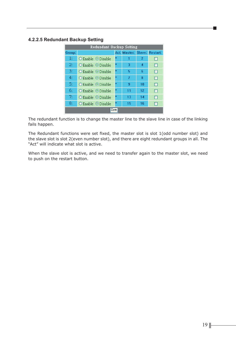 5 redundant backup setting | Planet Technology LCD MONITOR 170S8FS User Manual | Page 22 / 26
