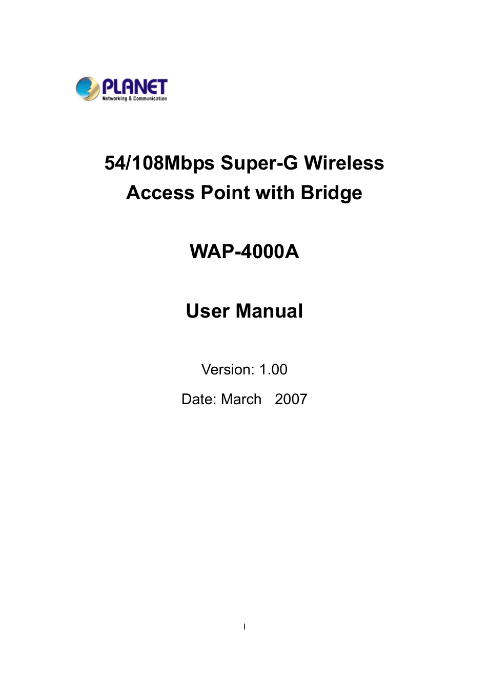 Planet Technology WAP-4000A User Manual | 27 pages