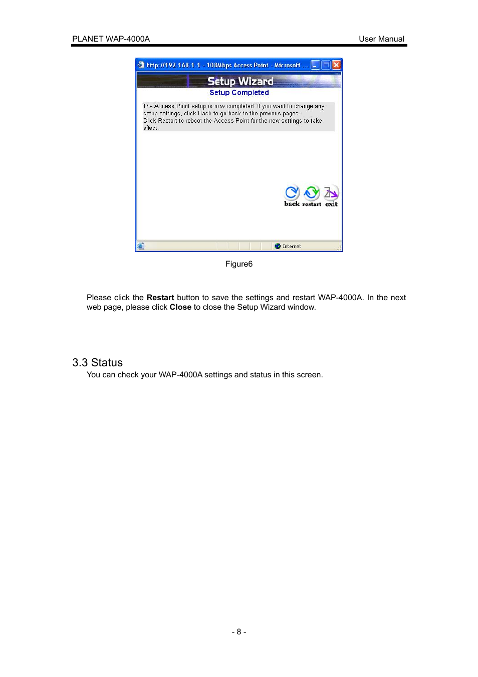 3 status | Planet Technology WAP-4000A User Manual | Page 12 / 27