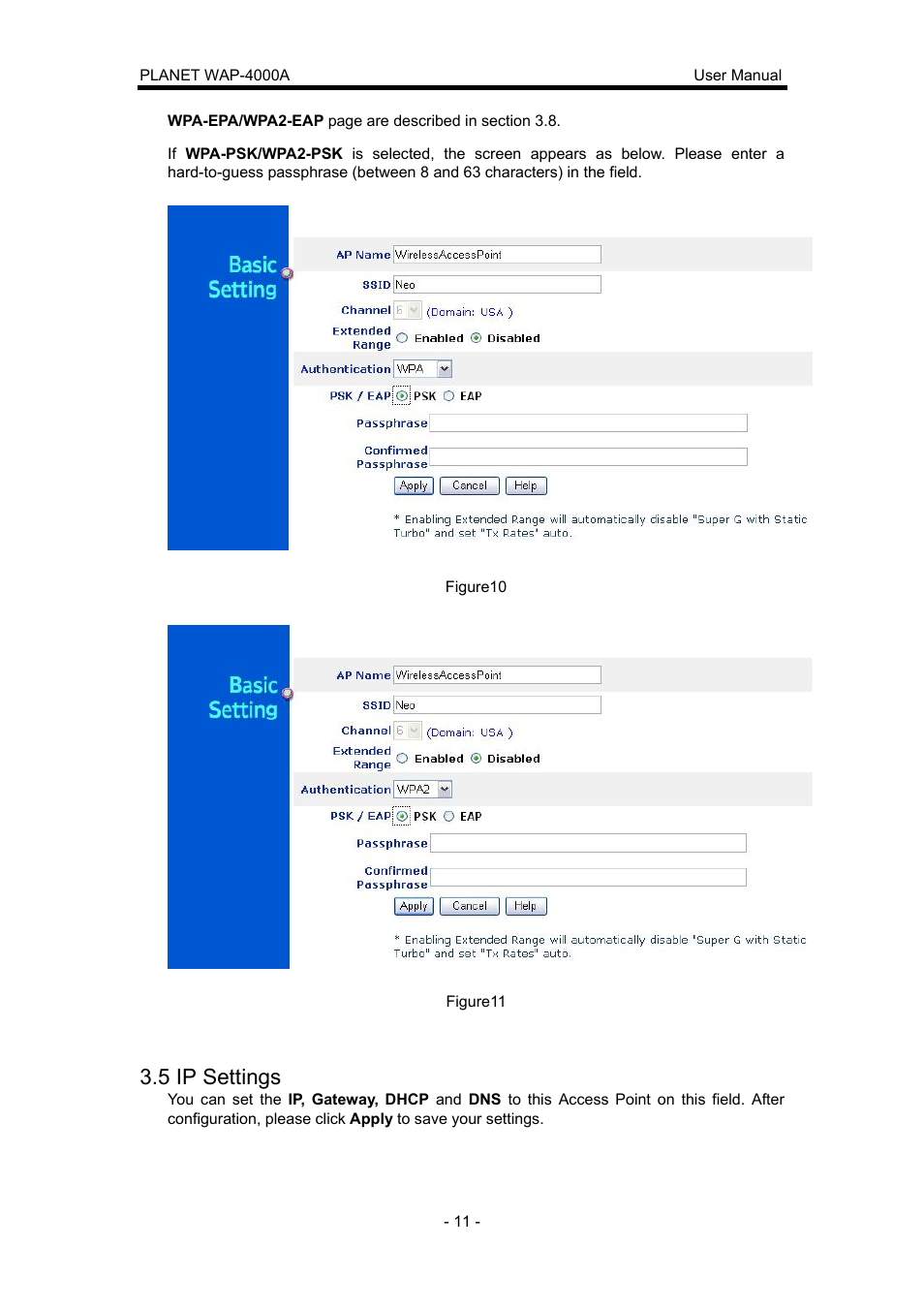 5 ip settings | Planet Technology WAP-4000A User Manual | Page 15 / 27