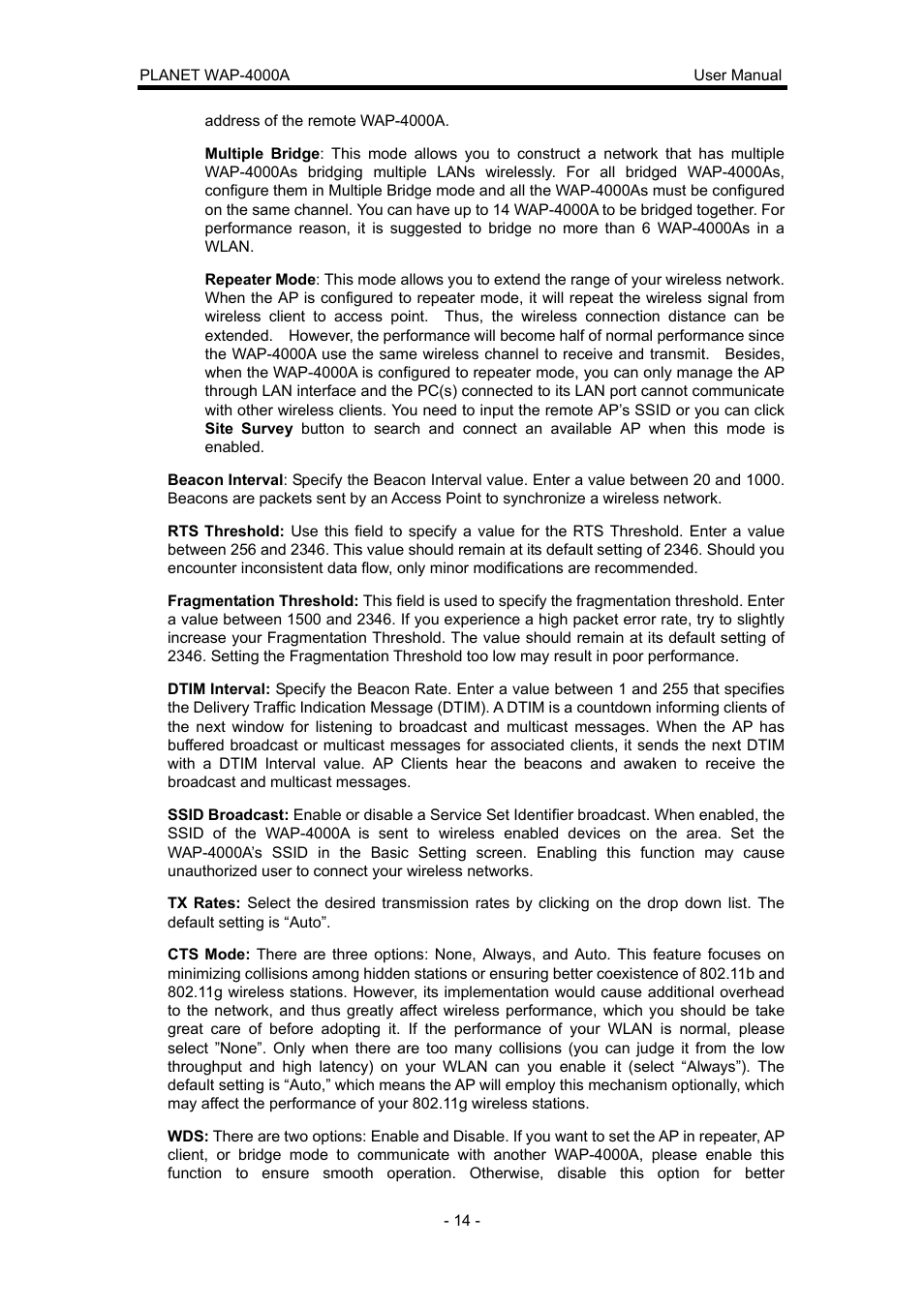 Planet Technology WAP-4000A User Manual | Page 18 / 27