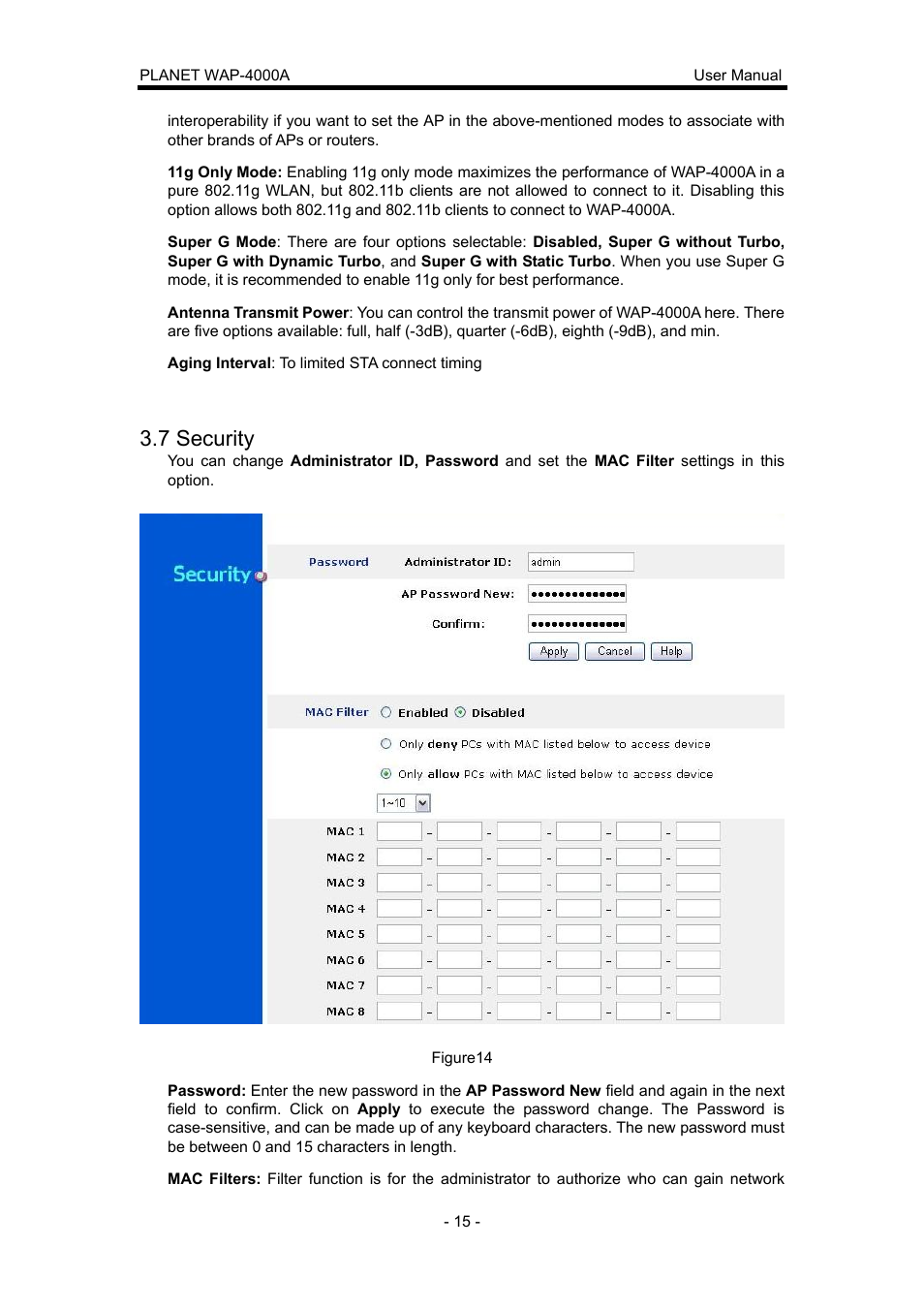 7 security | Planet Technology WAP-4000A User Manual | Page 19 / 27