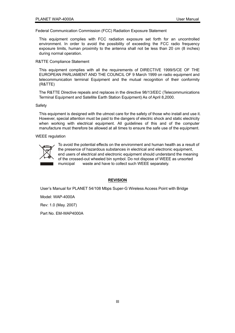 Planet Technology WAP-4000A User Manual | Page 3 / 27