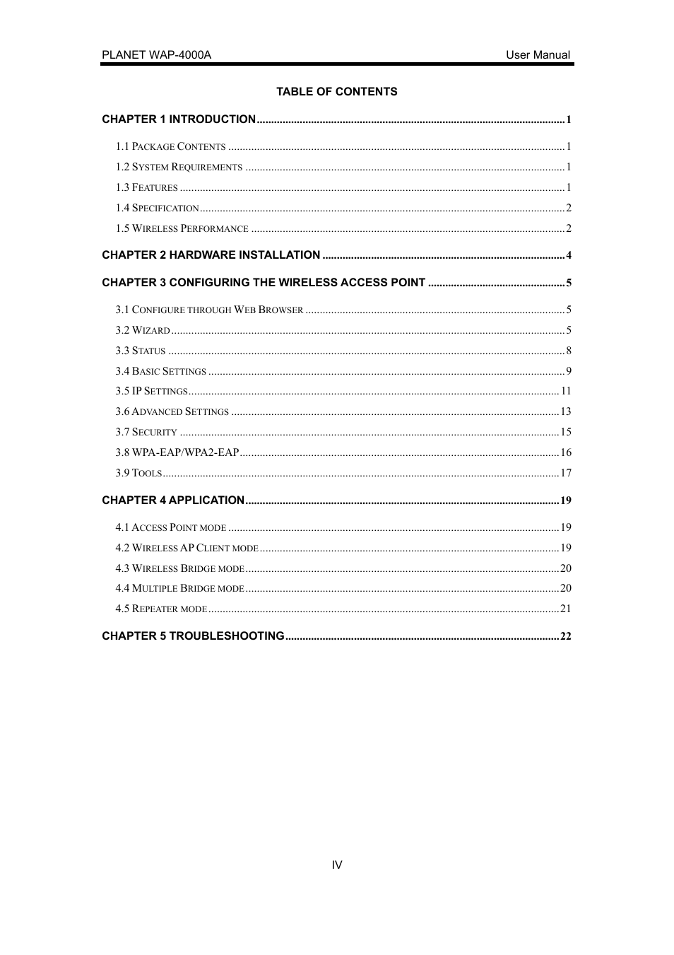 Planet Technology WAP-4000A User Manual | Page 4 / 27