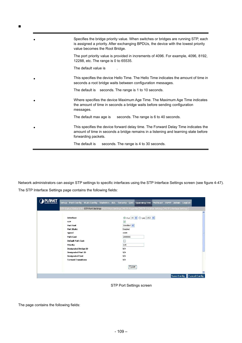 3 stp port settings | Planet Technology WGSD-8000 User Manual | Page 109 / 382