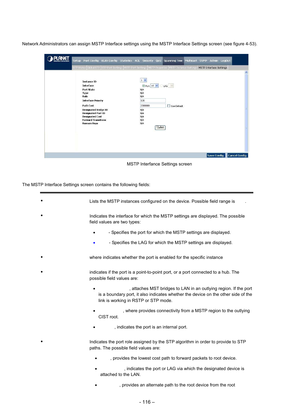 7 mstp interface settings | Planet Technology WGSD-8000 User Manual | Page 116 / 382