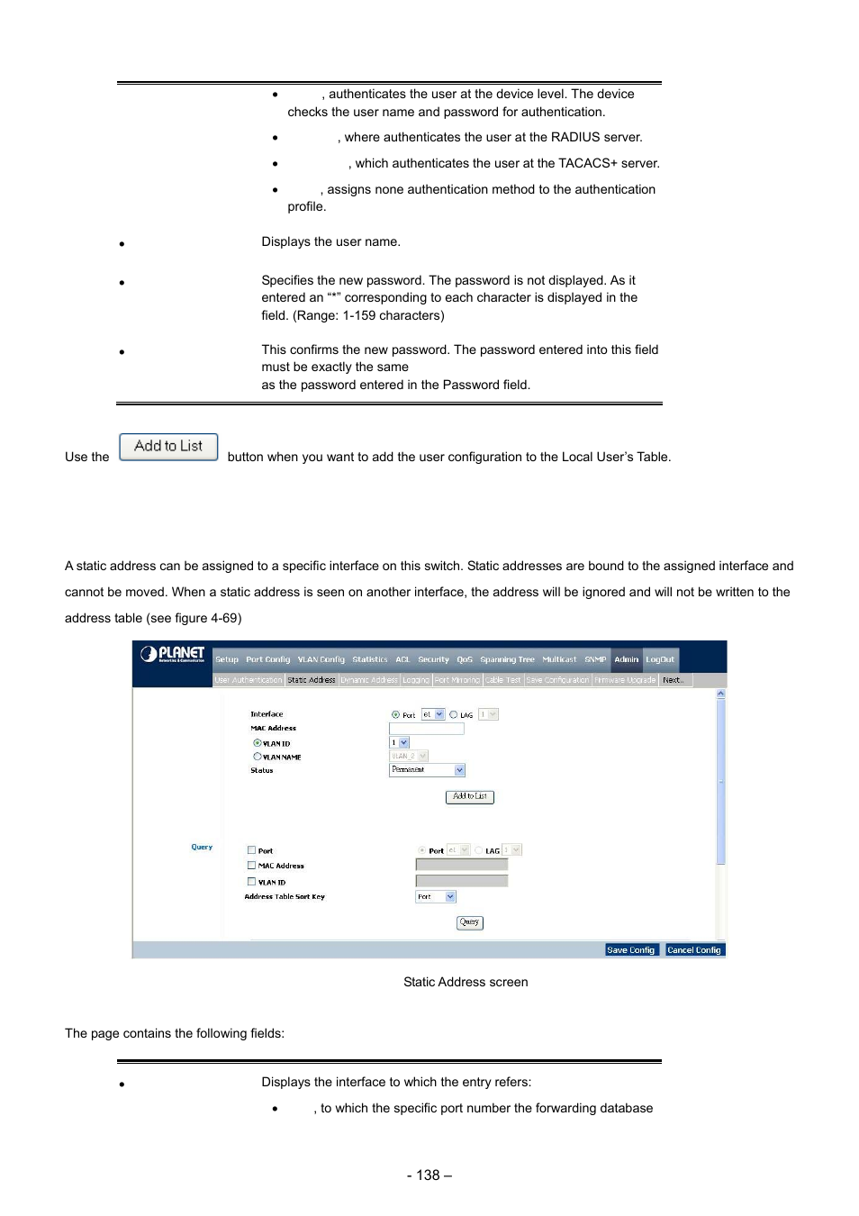 2 static address | Planet Technology WGSD-8000 User Manual | Page 138 / 382