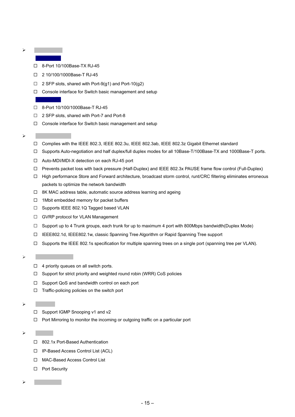 Product feature | Planet Technology WGSD-8000 User Manual | Page 15 / 382