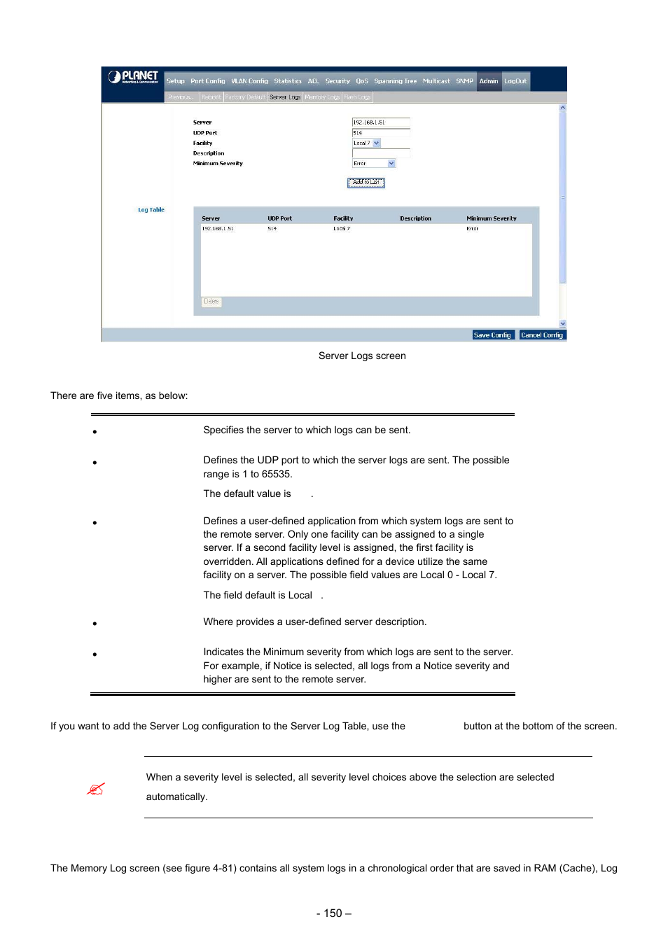12 memory logs | Planet Technology WGSD-8000 User Manual | Page 150 / 382