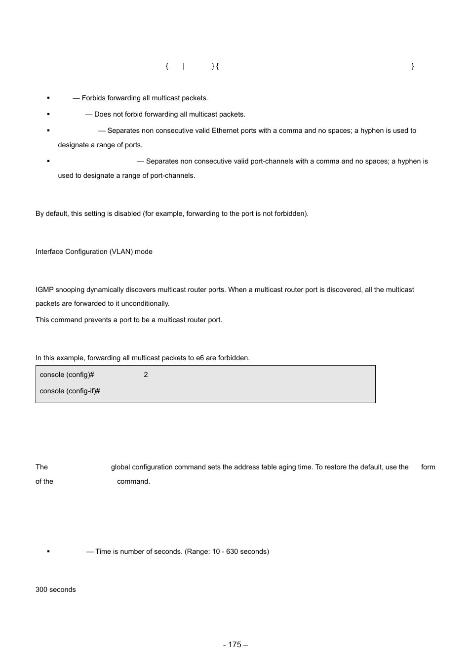 9 bridge aging-time, Syntax, Default configuration | Command mode, User guidelines, Example | Planet Technology WGSD-8000 User Manual | Page 175 / 382