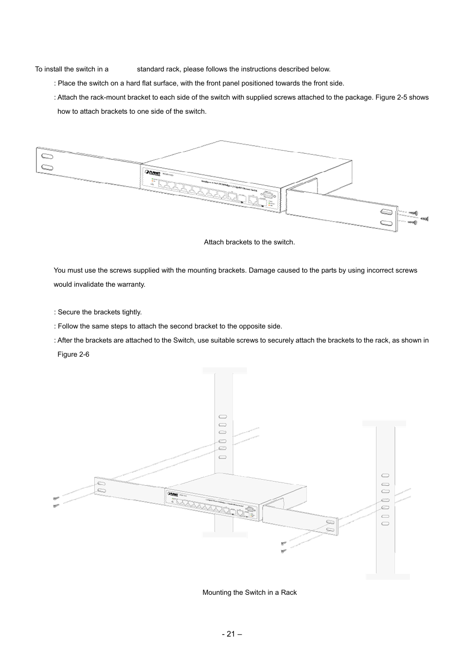 2 rack mounting | Planet Technology WGSD-8000 User Manual | Page 21 / 382