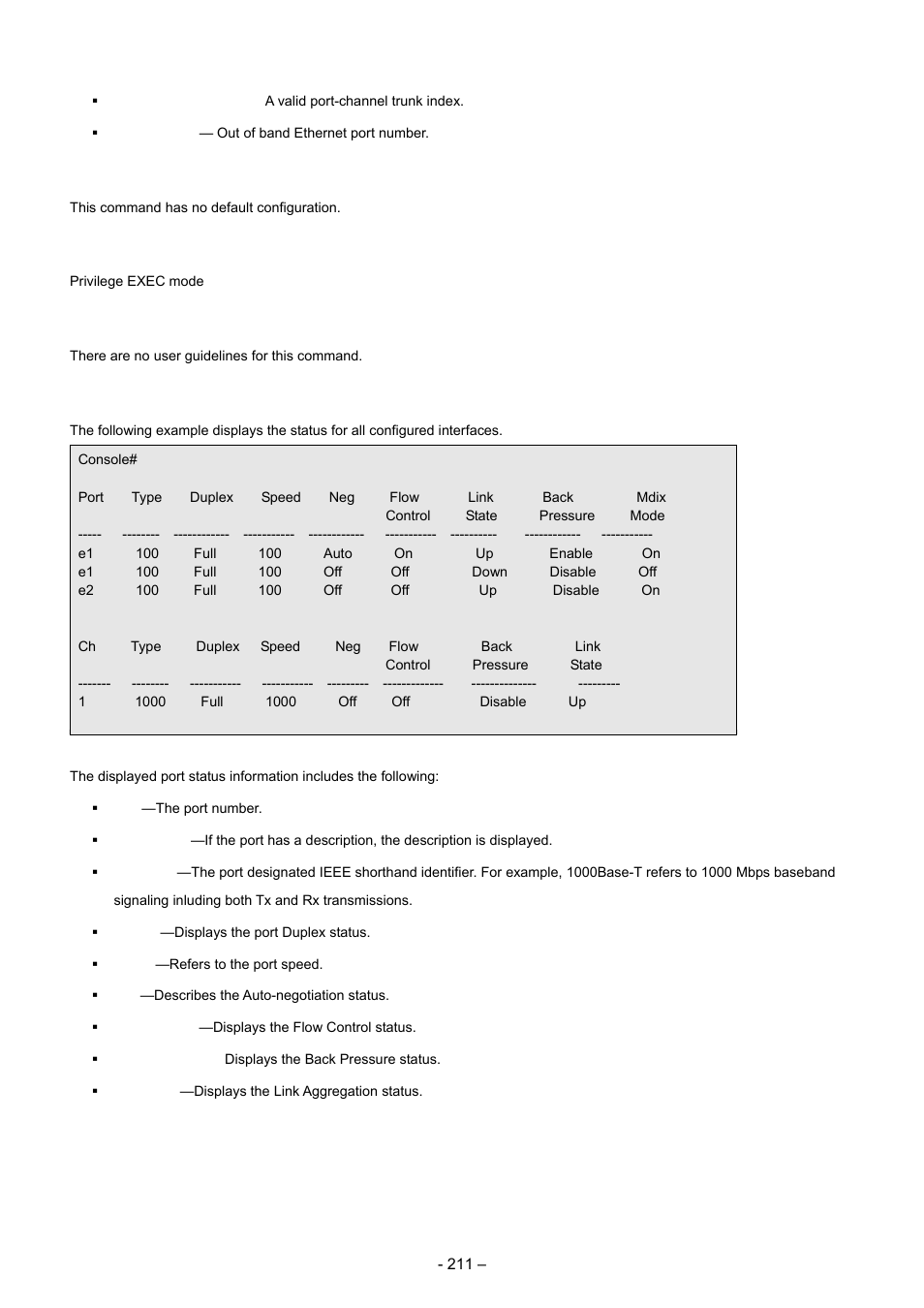 Default configuration, Command mode, User guidelines | Example | Planet Technology WGSD-8000 User Manual | Page 211 / 382
