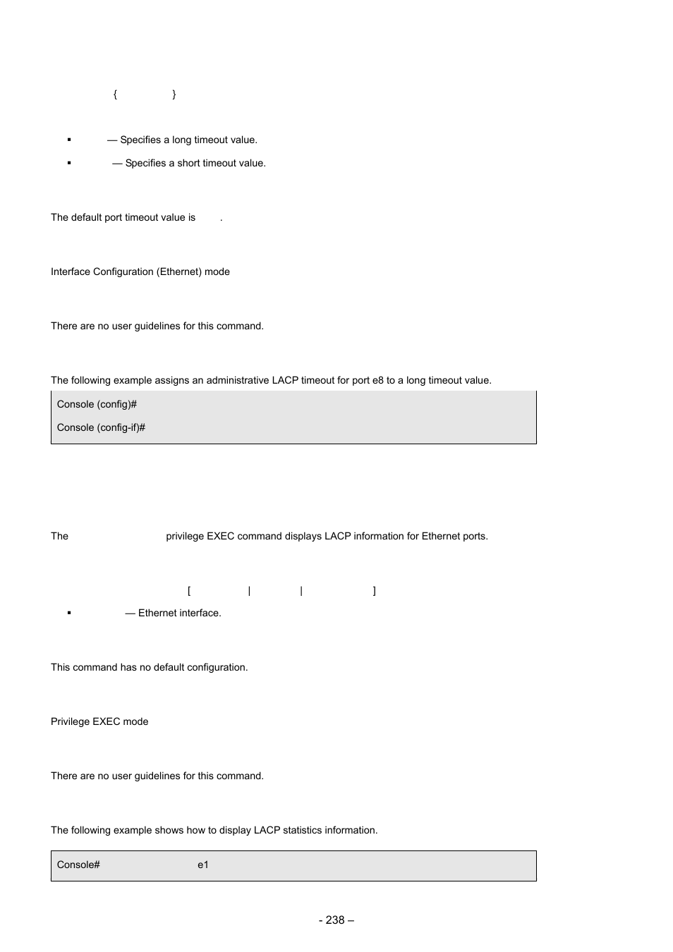 4 show lacp ethernet, Syntax, Default configuration | Command mode, User guidelines, Example | Planet Technology WGSD-8000 User Manual | Page 238 / 382