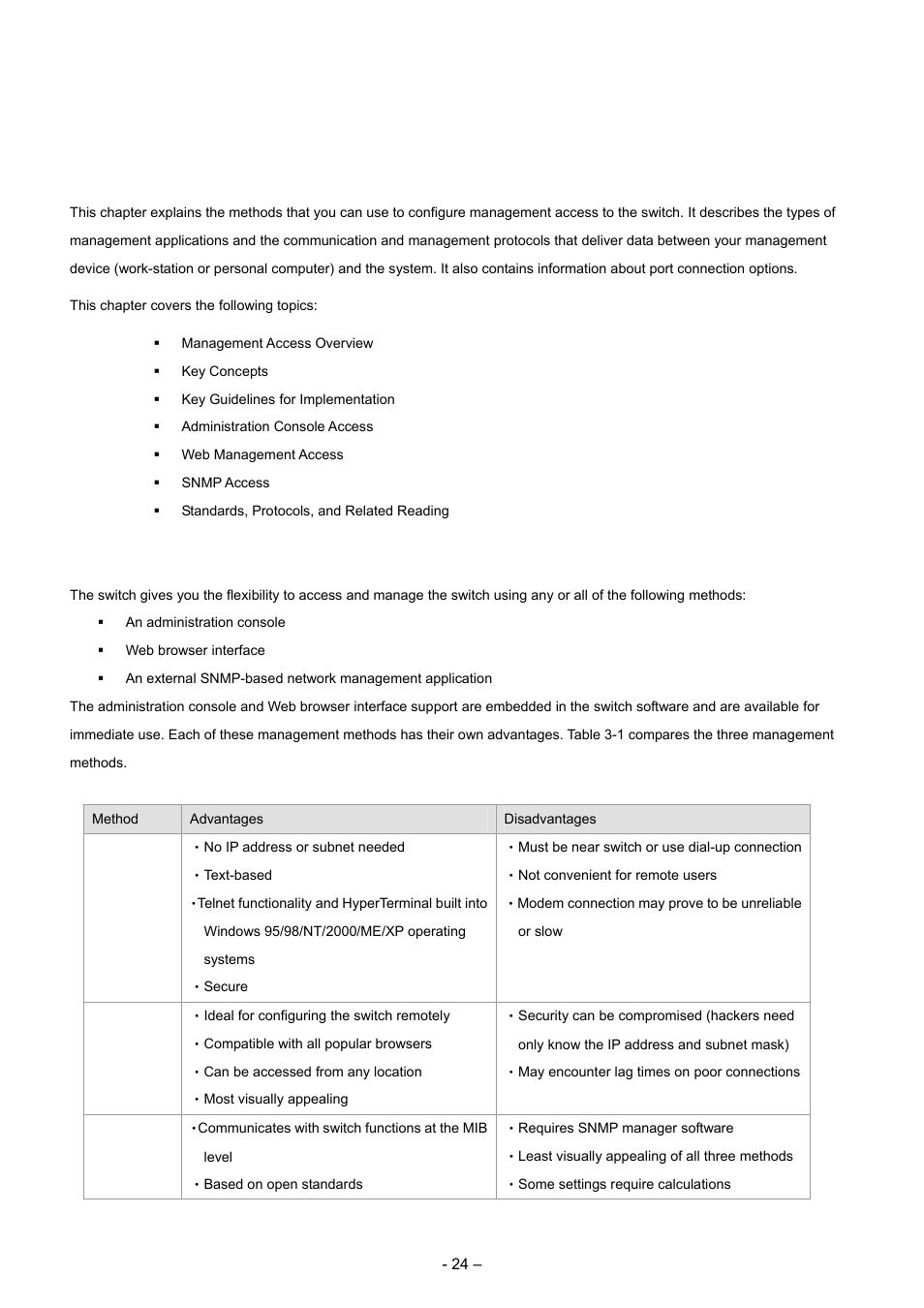 Configuration, 1 management access overview, 1 administration console | 2 direct access | Planet Technology WGSD-8000 User Manual | Page 24 / 382