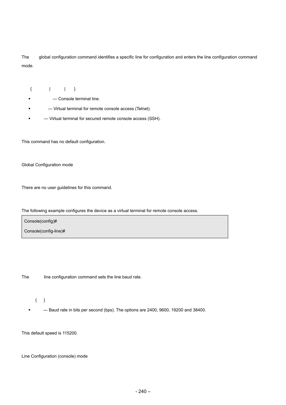 12 line commands, 1 line, 2 speed | Planet Technology WGSD-8000 User Manual | Page 240 / 382