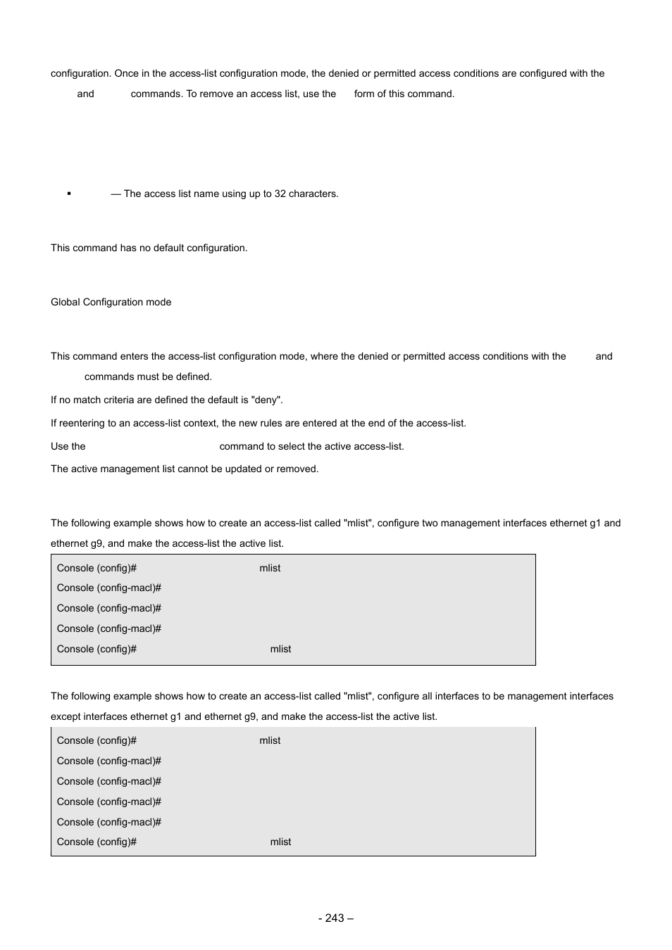 Syntax, Default configuration, Command mode | User guidelines, Examples | Planet Technology WGSD-8000 User Manual | Page 243 / 382