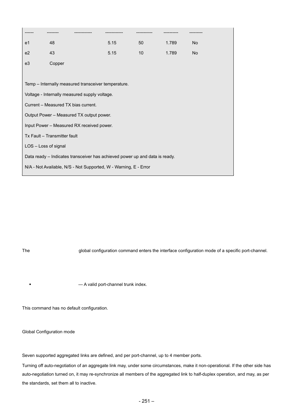 15 port channel commands, 1 interface port-channel, Syntax | Default configuration, Command mode, User guidelines | Planet Technology WGSD-8000 User Manual | Page 251 / 382