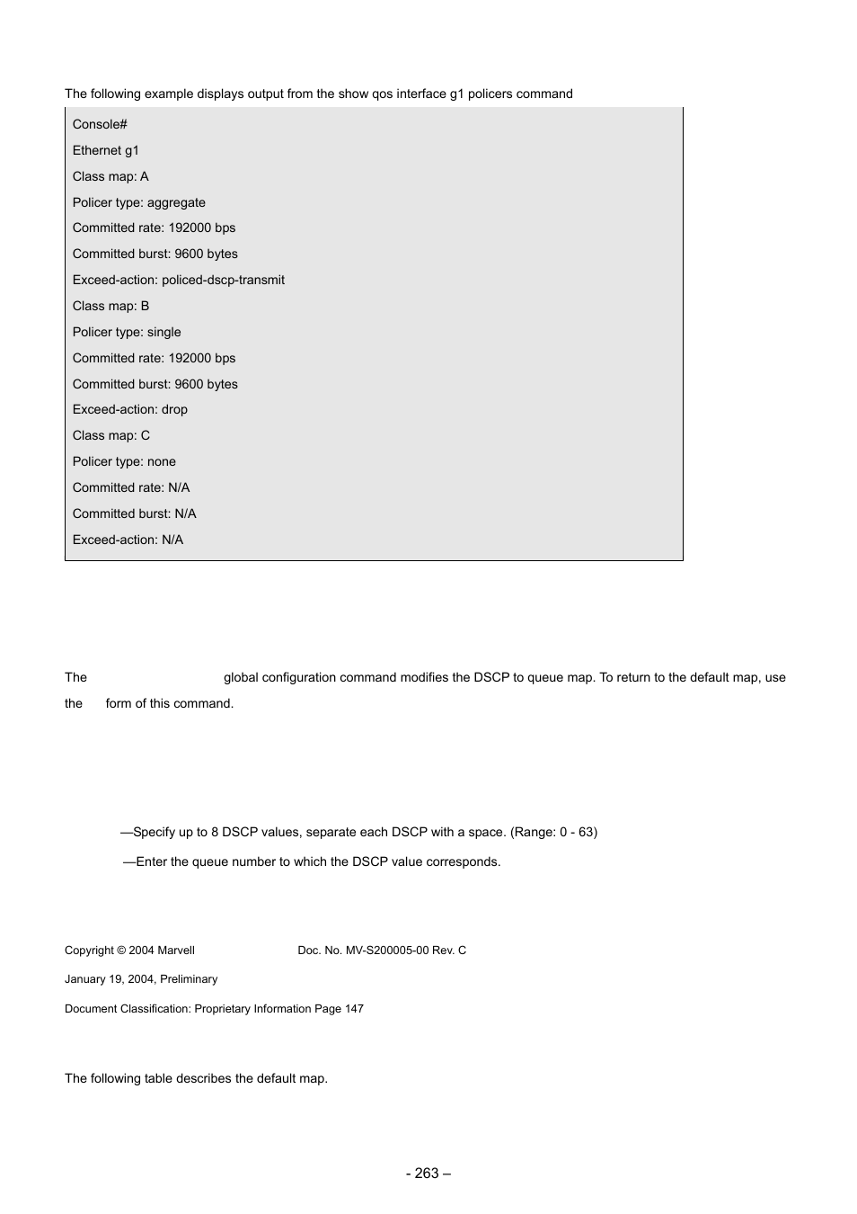 7 qos map dscp-queue, Syntax, Default configuration | Planet Technology WGSD-8000 User Manual | Page 263 / 382