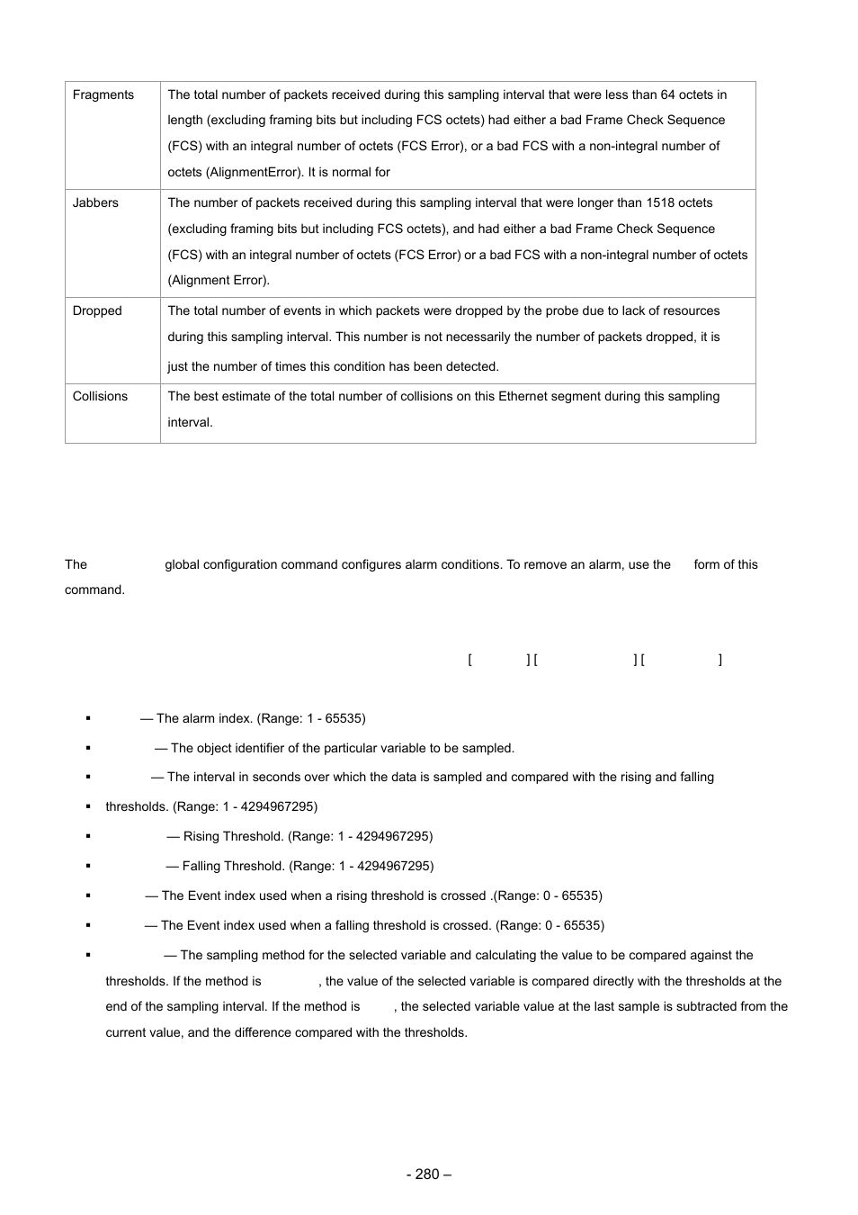 5 rmon alarm, Syntax | Planet Technology WGSD-8000 User Manual | Page 280 / 382