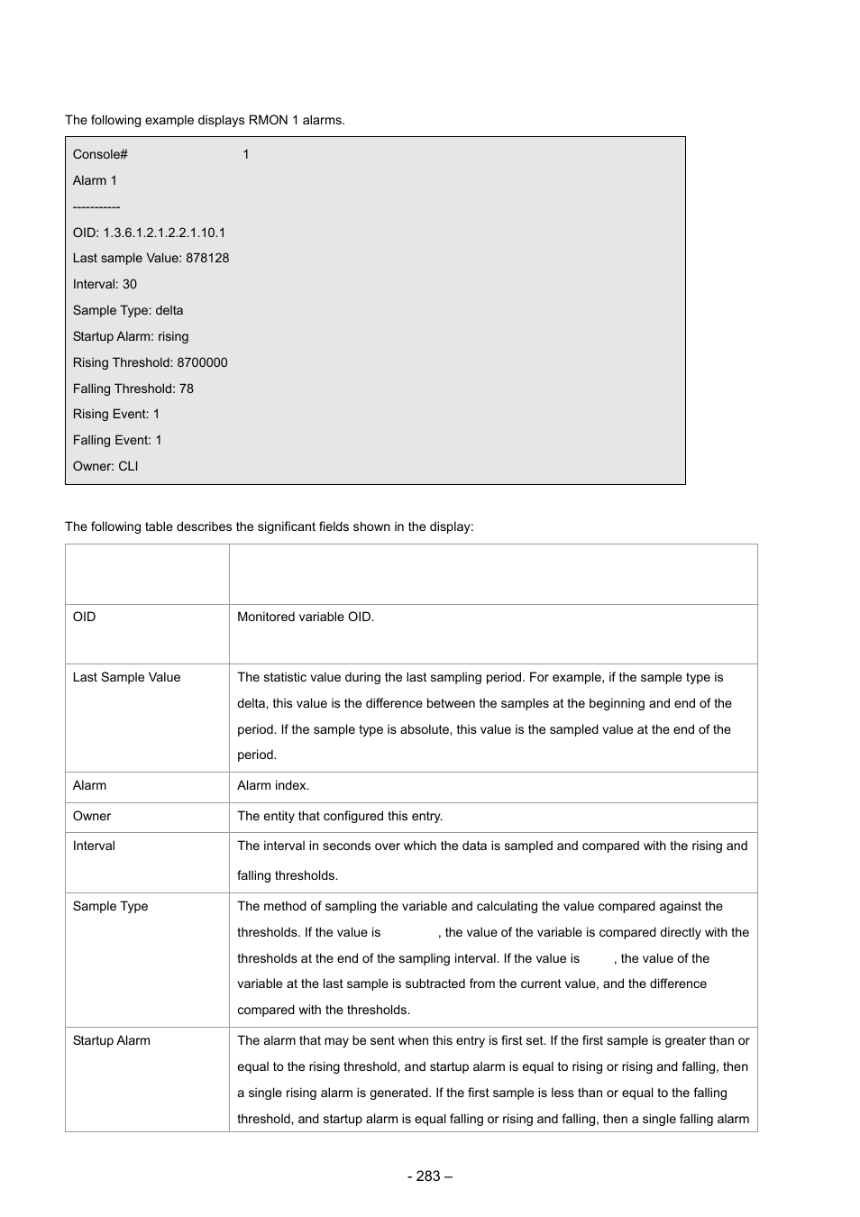 8 rmon event, Example | Planet Technology WGSD-8000 User Manual | Page 283 / 382