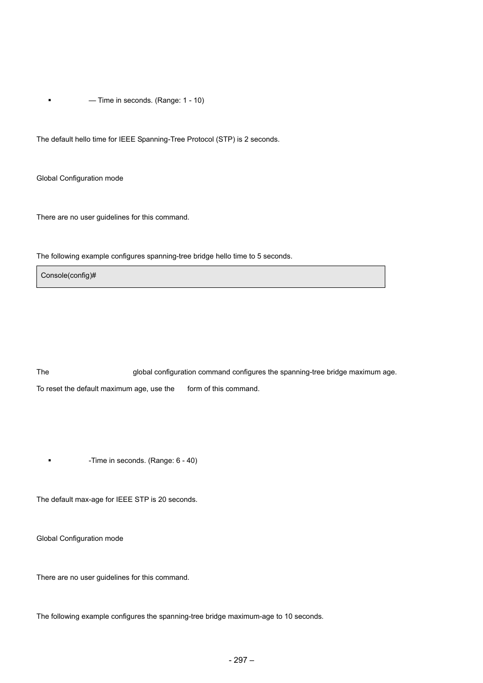 5 spanning-tree max-age | Planet Technology WGSD-8000 User Manual | Page 297 / 382