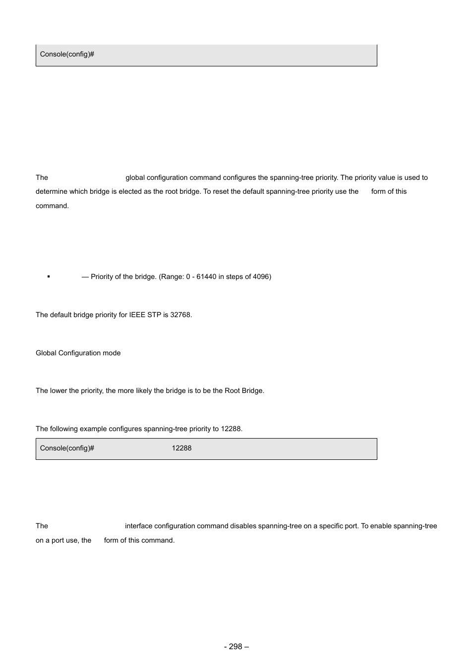 6 spanning-tree priority, 7 spanning-tree disable | Planet Technology WGSD-8000 User Manual | Page 298 / 382