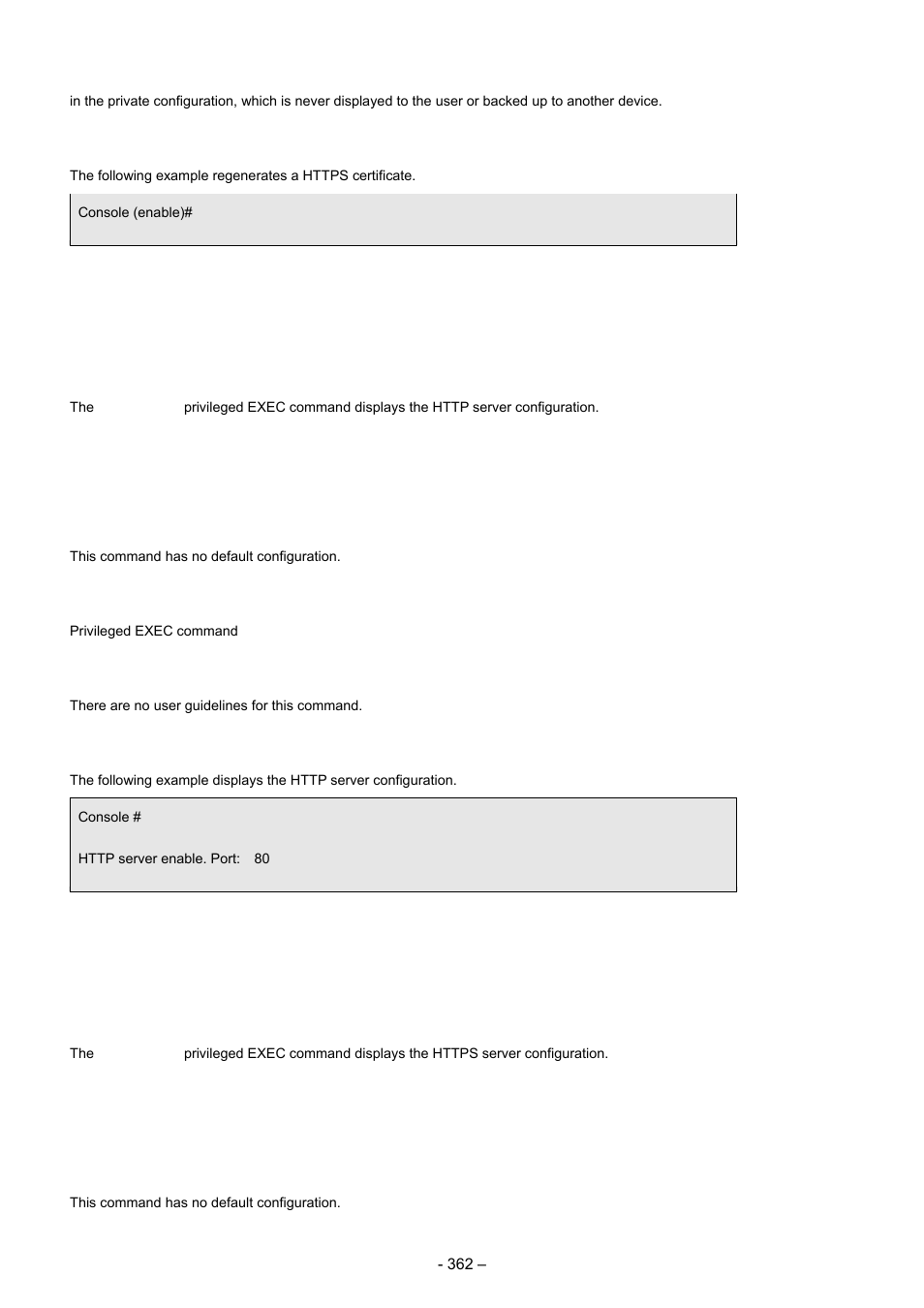 6 show ip http, 7 show ip https | Planet Technology WGSD-8000 User Manual | Page 362 / 382