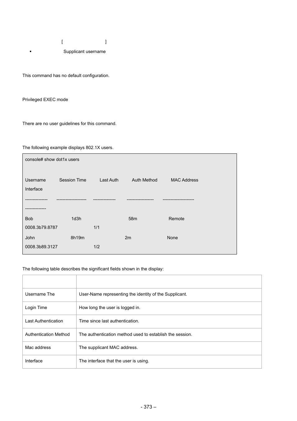 Syntax, Default configuration, Command mode | User guidelines, Example | Planet Technology WGSD-8000 User Manual | Page 373 / 382