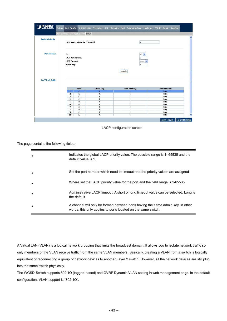 4 vlan configuration | Planet Technology WGSD-8000 User Manual | Page 43 / 382