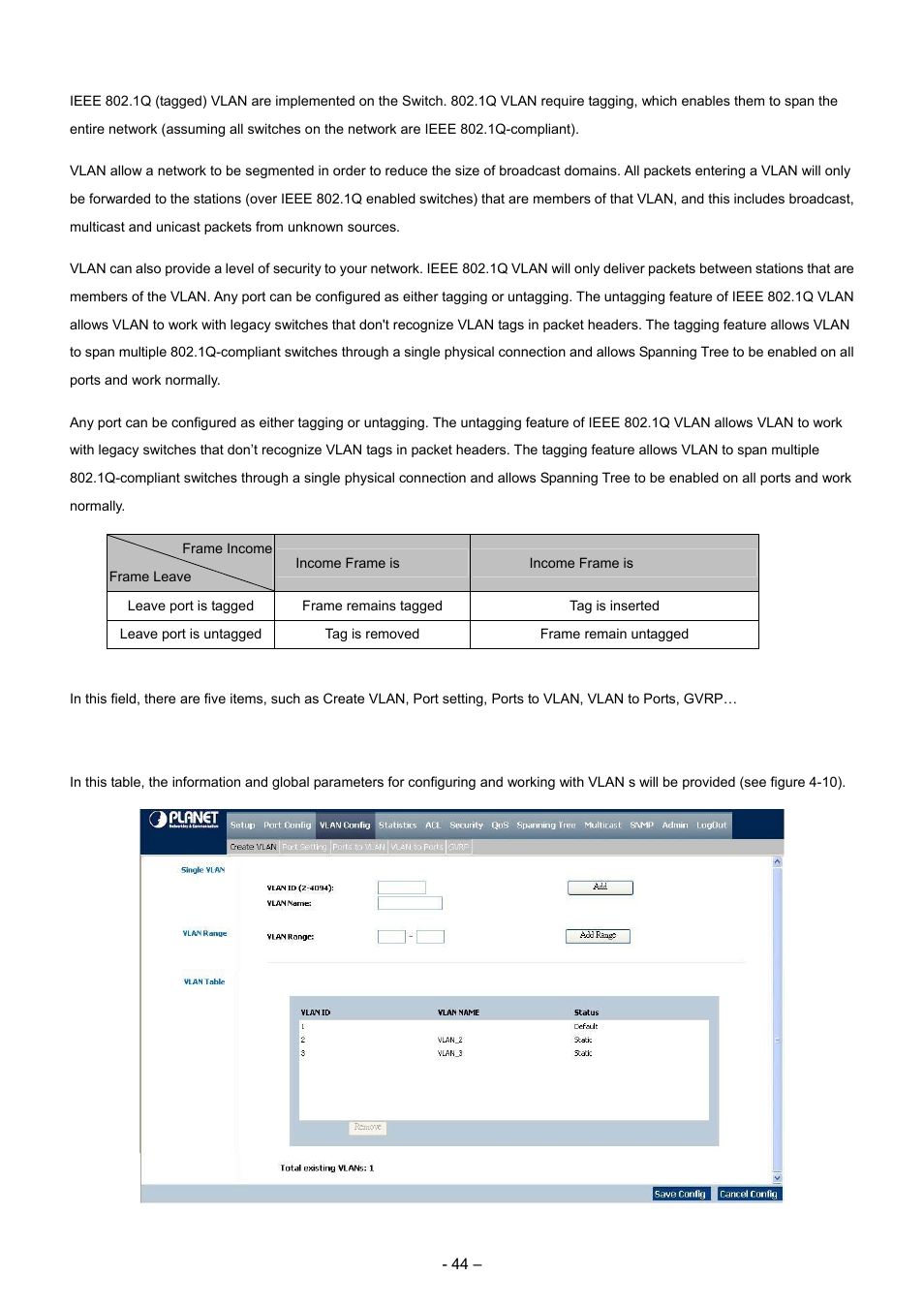 1 create vlan | Planet Technology WGSD-8000 User Manual | Page 44 / 382
