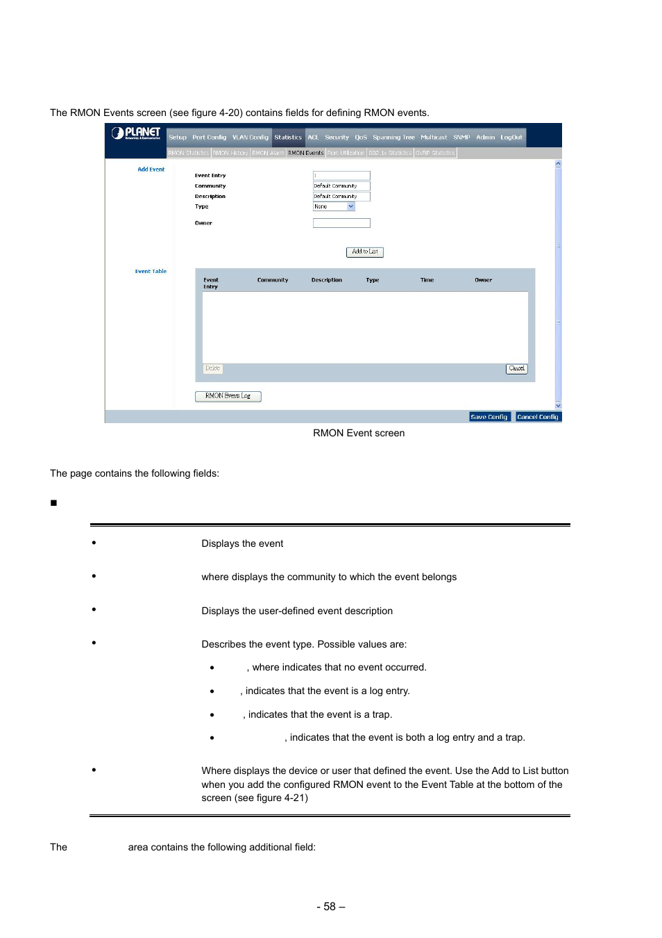 4 rmon events | Planet Technology WGSD-8000 User Manual | Page 58 / 382