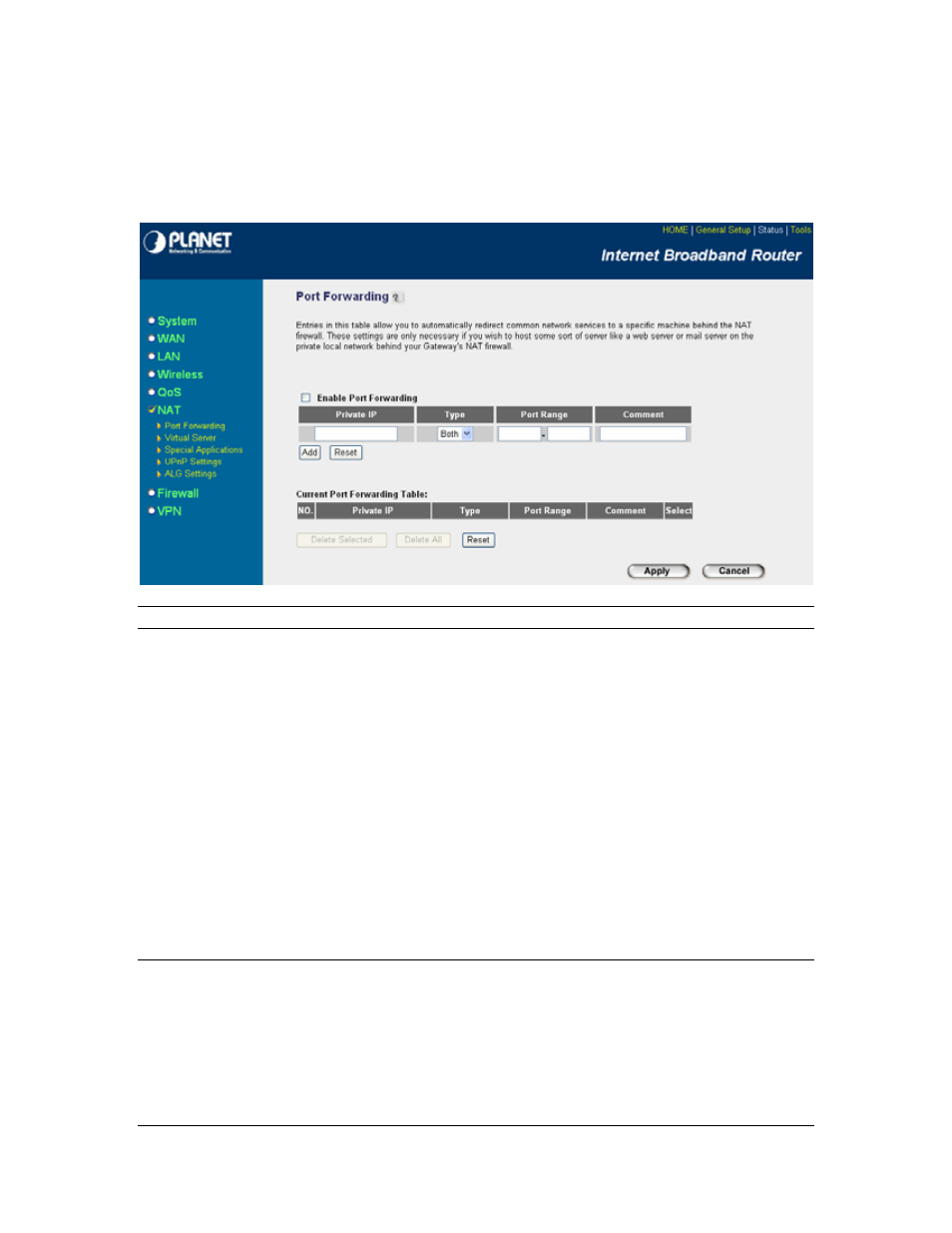 1 port forwarding 2.6.2 virtual server | Planet Technology VRT-401G User Manual | Page 52 / 86